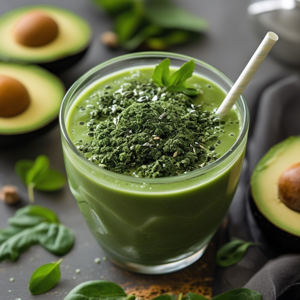 Avocado Spirulina Green Smoothie