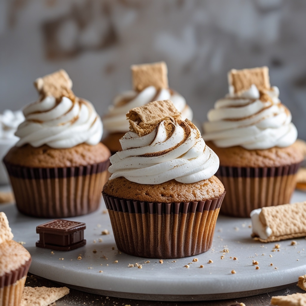 S'mores Cupcakes with Marshmallow Frosting