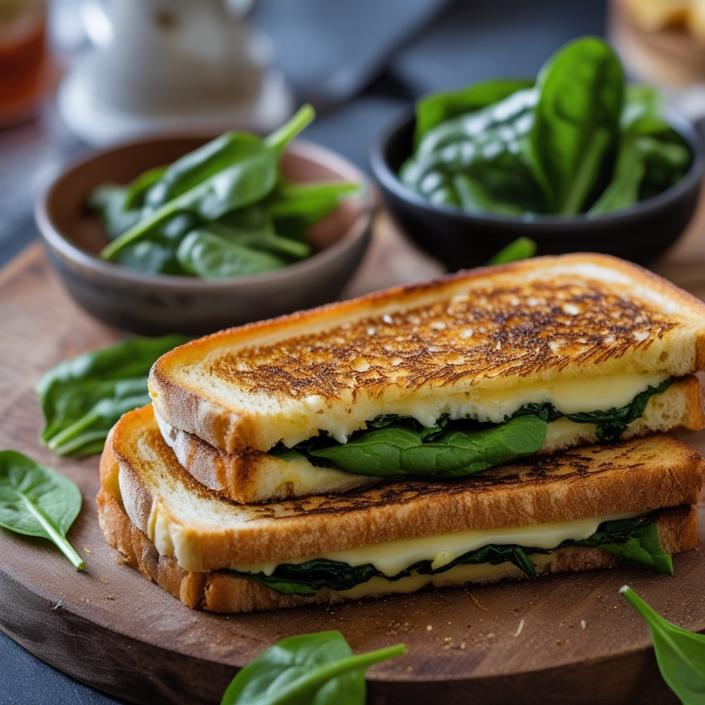 Gourmet Grilled Cheese with Spinach