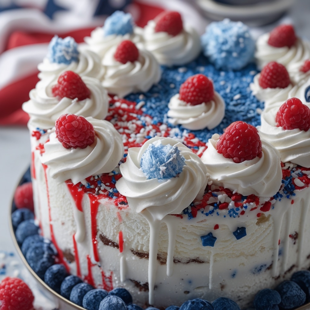 Red, White, and Blue Ice Cream Cake