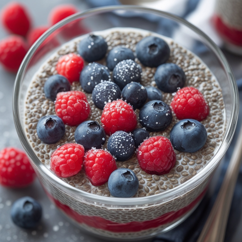 Red, White, and Blue Vegan Chia Seed Pudding