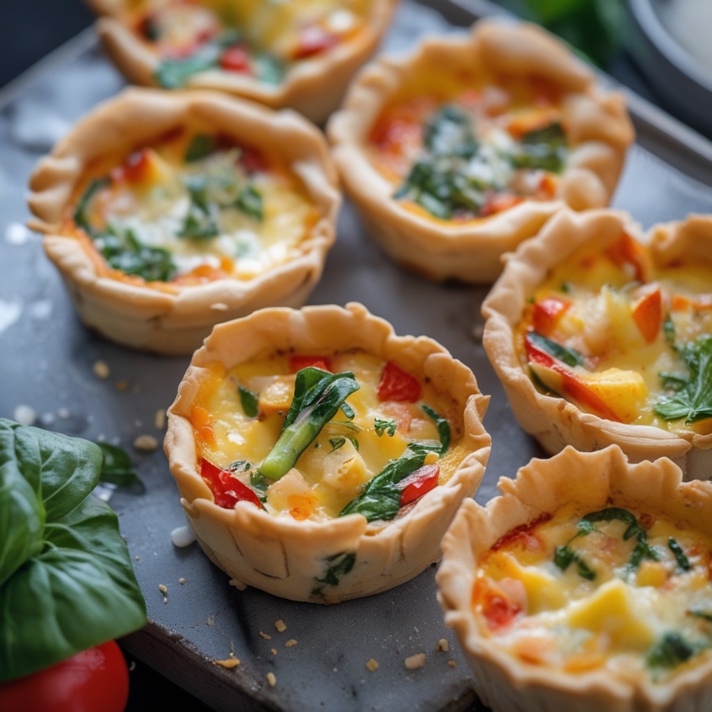 Mini Quiches with Veggies and Cheese
