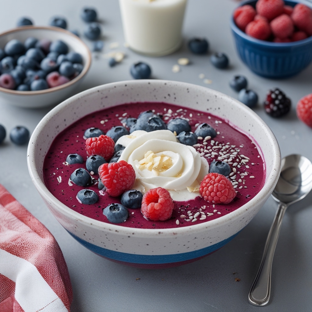 Red, White & Blue Berry Smoothie Bowls