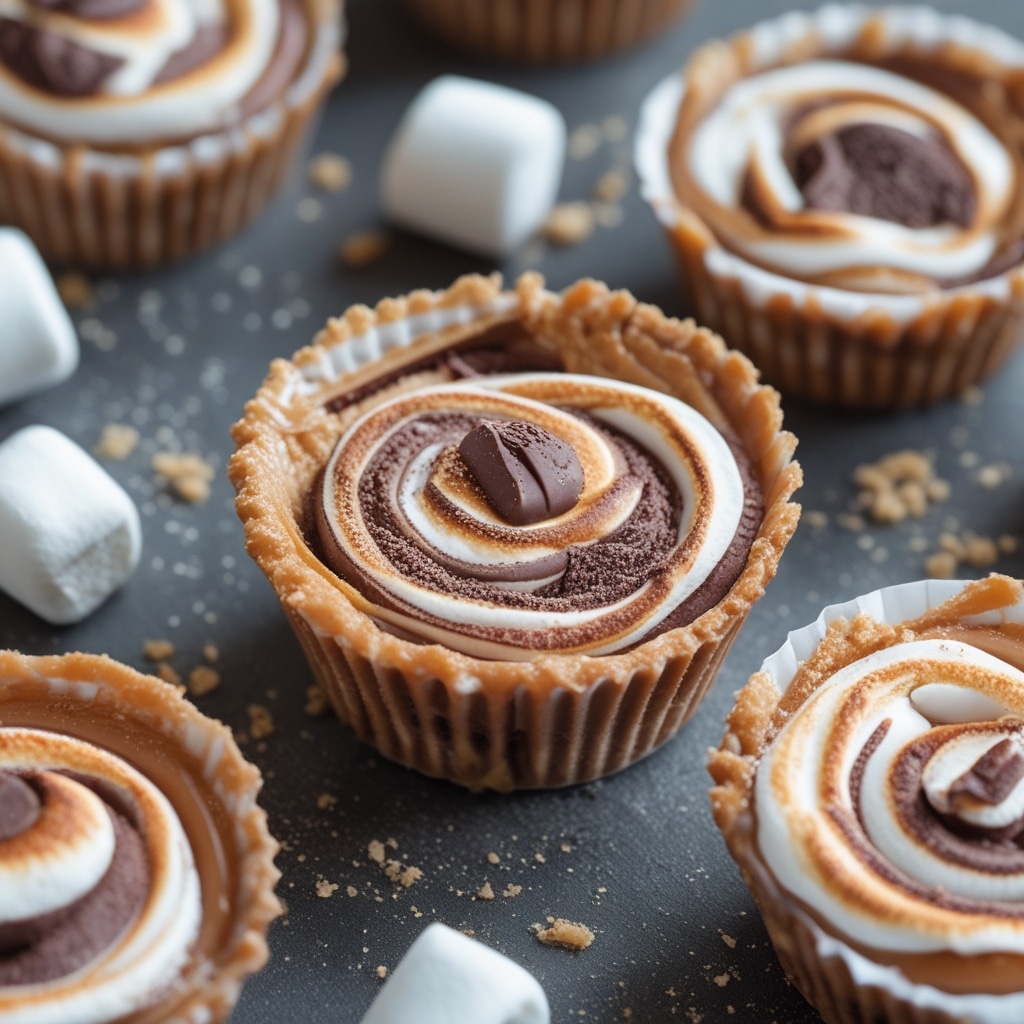 Caramel Swirled S'mores Cups