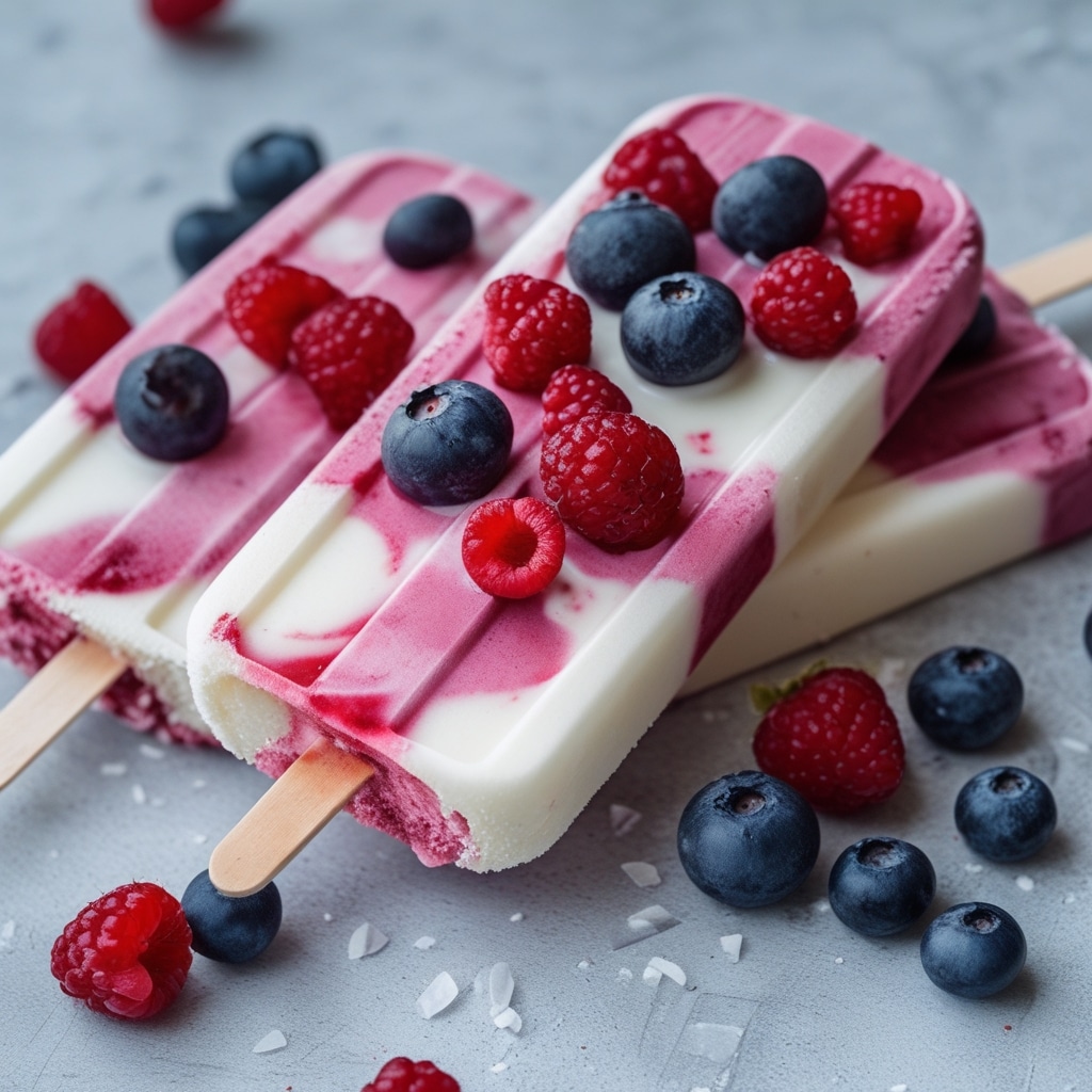 Patriotic Popsicles with Berries and Yogurt