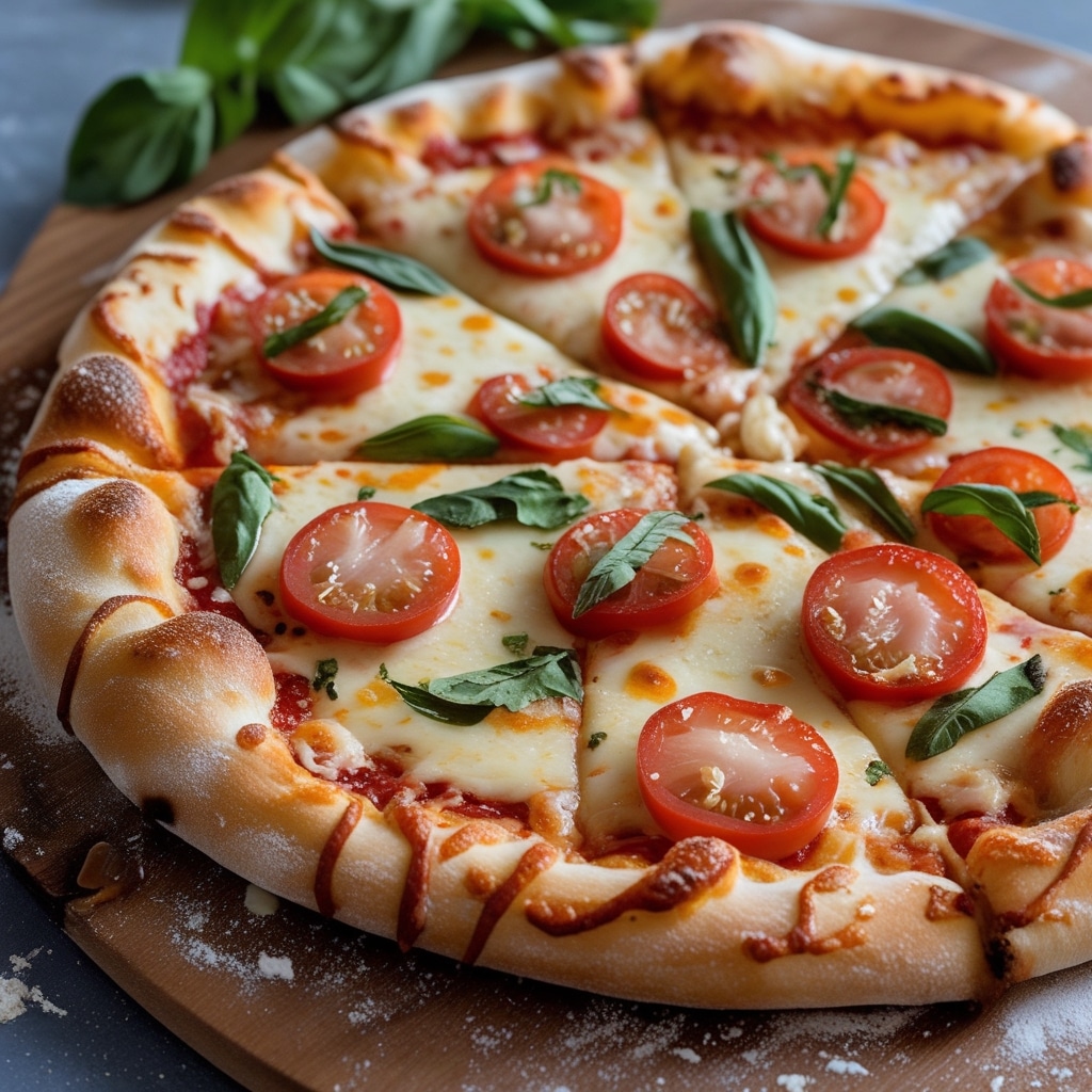 Homemade Cheese Pizza with Honey Glazed Crust