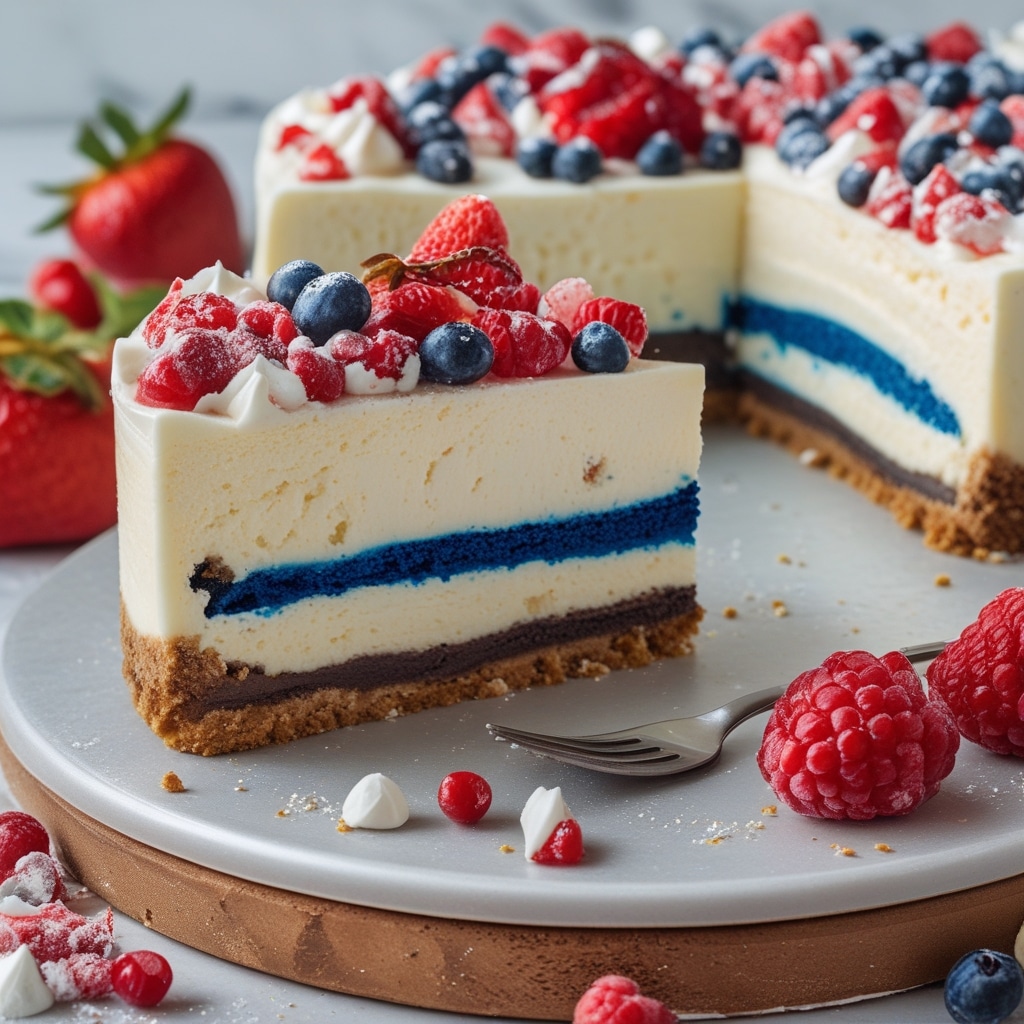 Red, White, and Blue Layered Cheesecake