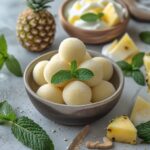 Frozen Pineapple Mint Greek Yogurt Bites