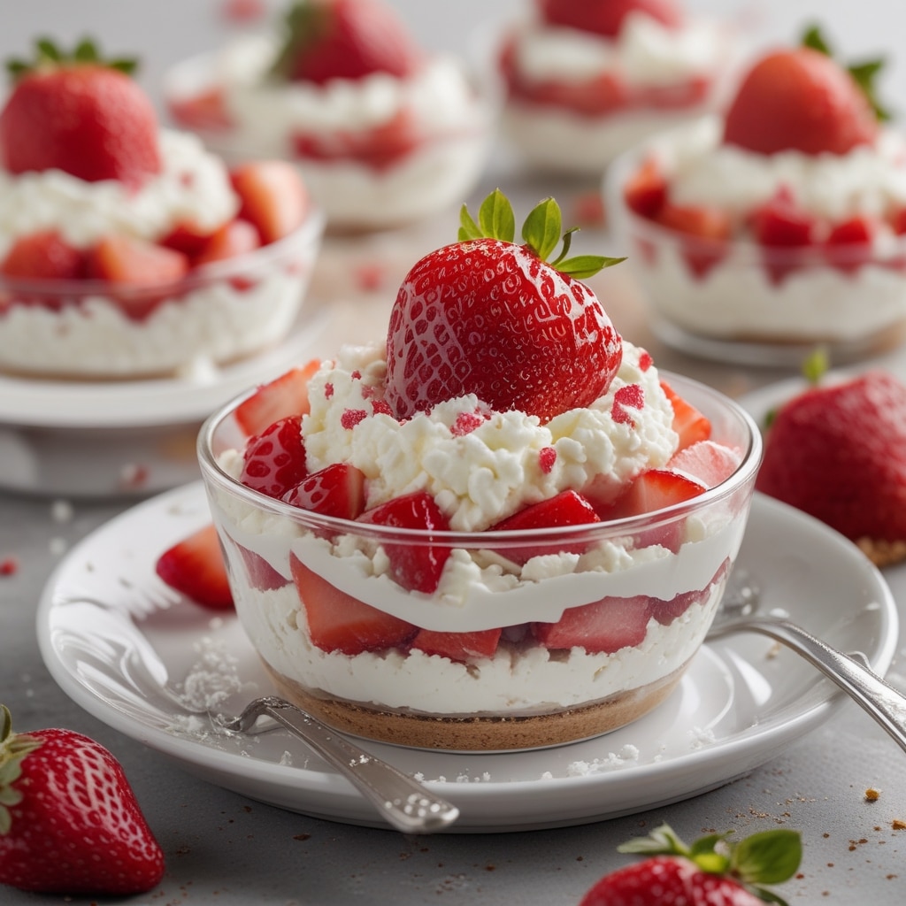 High Protein Strawberry Shortbread Cottage Cheese Cups