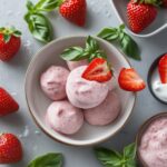 Frozen Strawberry Basil Greek Yogurt Bites