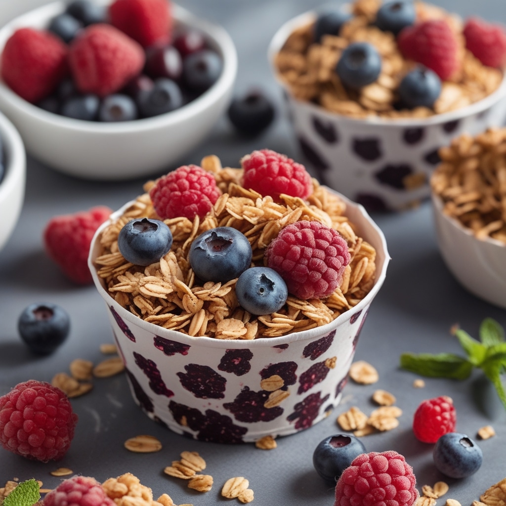 High Protein Mixed Berry Granola Cups