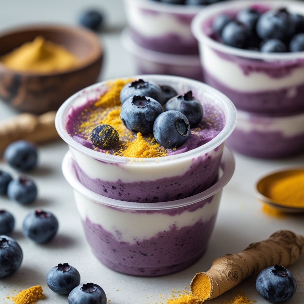 Frozen Blueberry Ginger Turmeric Yogurt Cups