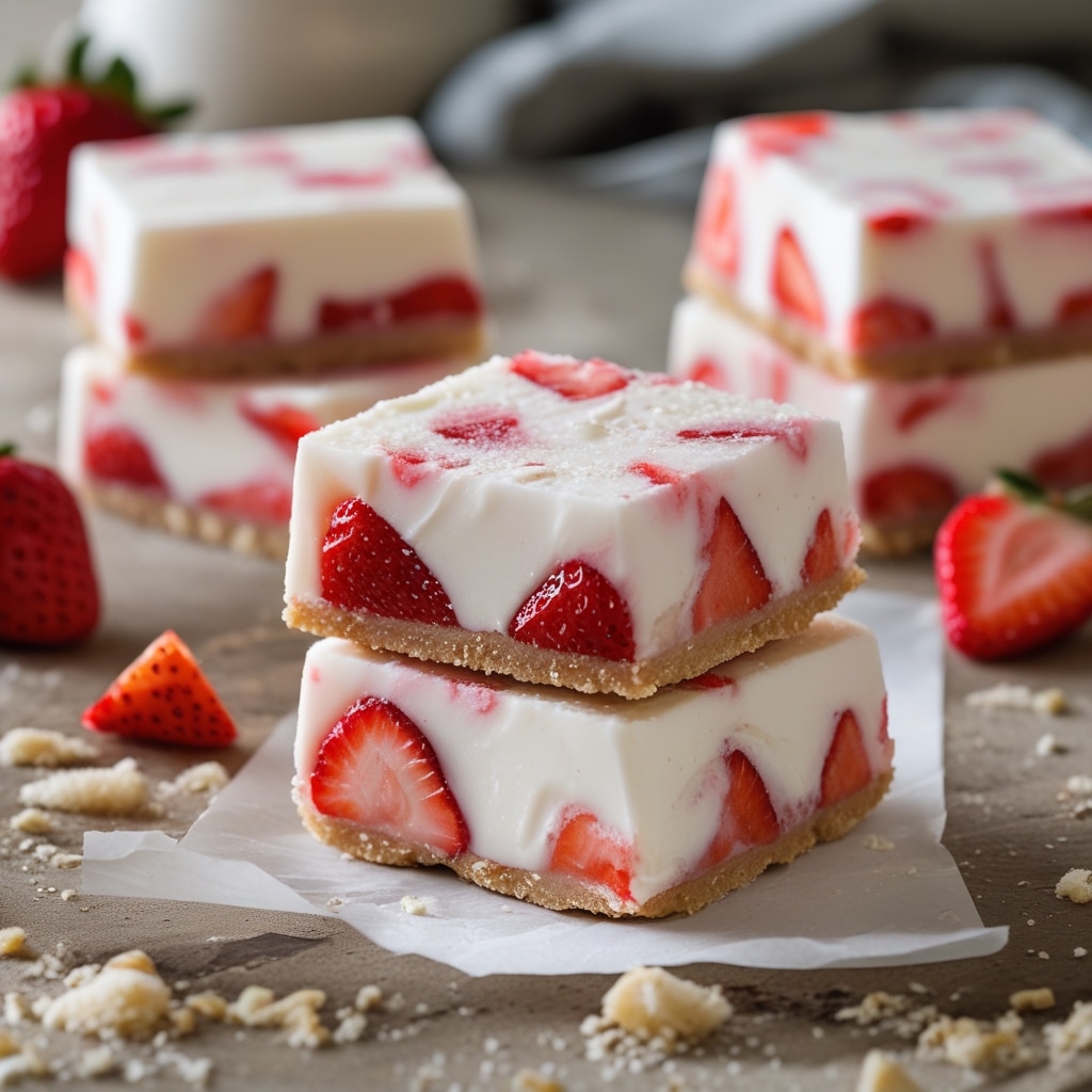 Frozen Strawberry Vanilla Greek Yogurt Bars