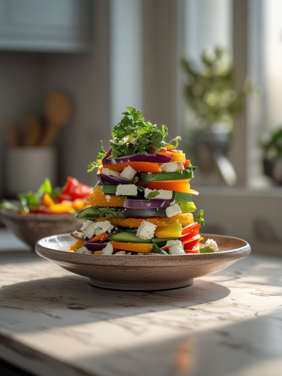 Labor Day Rainbow Veggie Salad with Feta