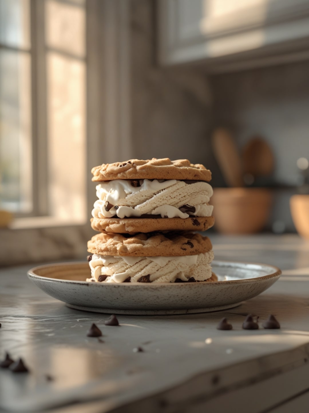 Labor Day Chocolate Chip Cookie Ice Cream Sandwiches