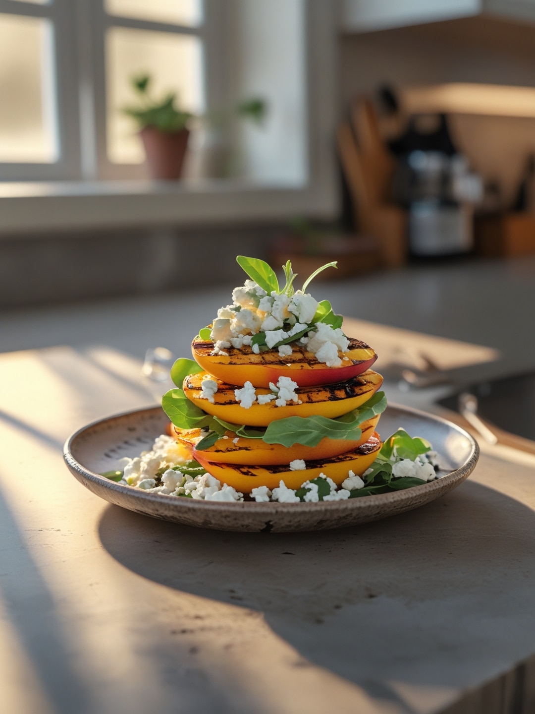 Grilled Peach Salad with Goat Cheese