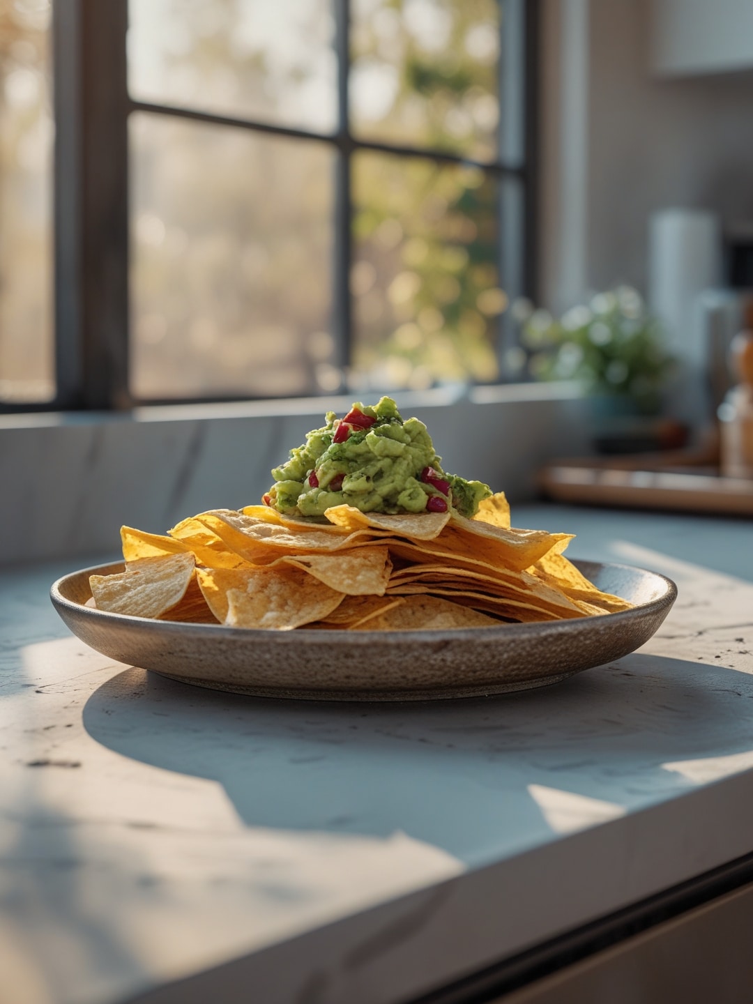 Guacamole and Tortilla Chip Nachos