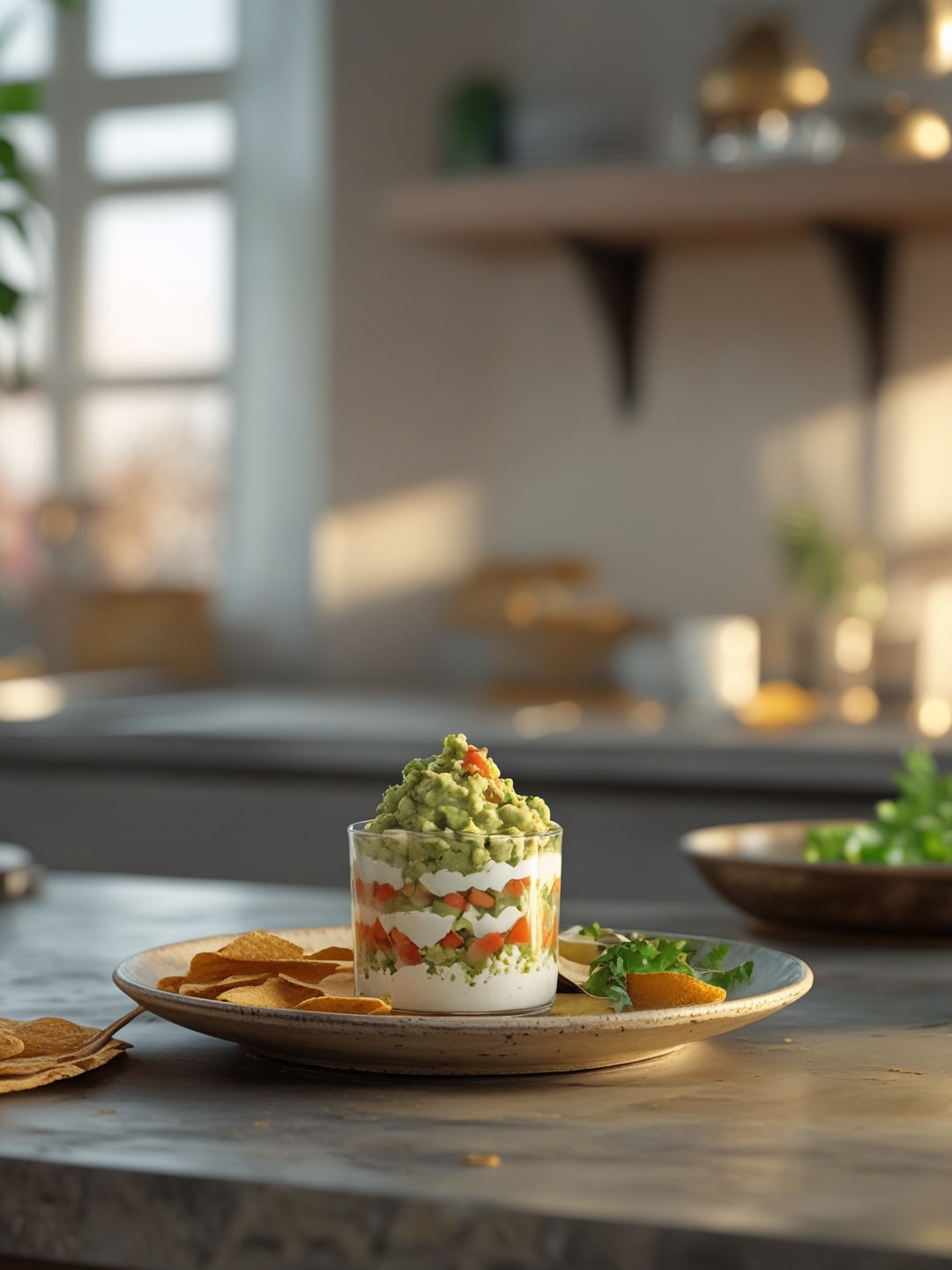 Guacamole and Salsa Verde Layered Dip