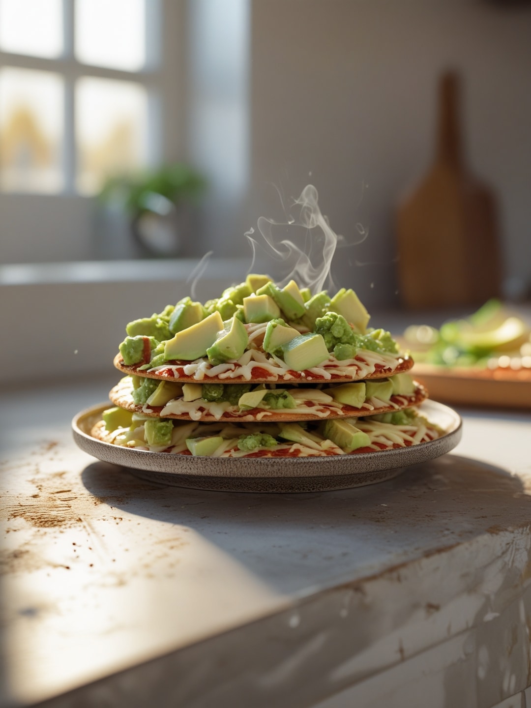 Guacamole Pizza with Avocado and Cheese