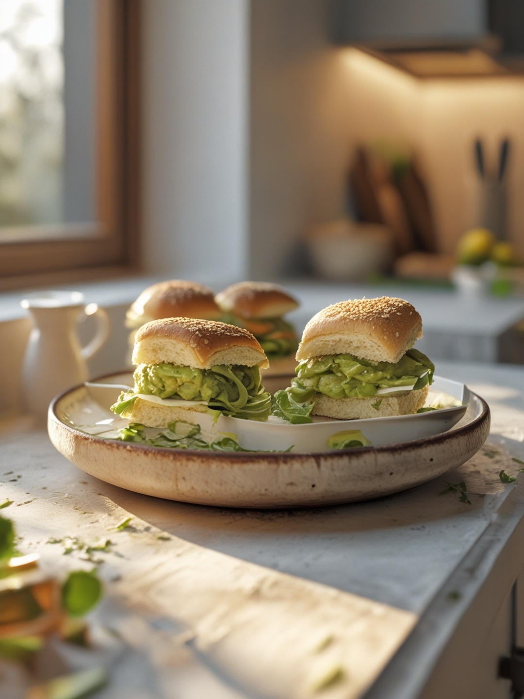 Guacamole Sliders with Avocado Dressing