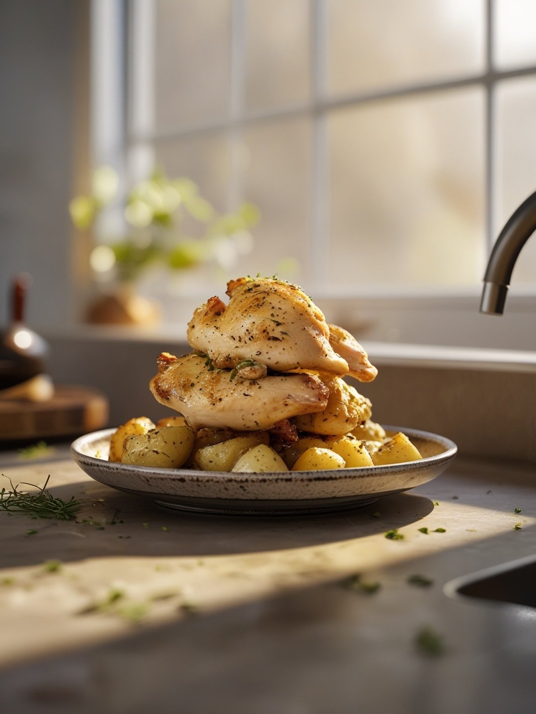 One-Pan Garlic Herb Roast Chicken and Potatoes