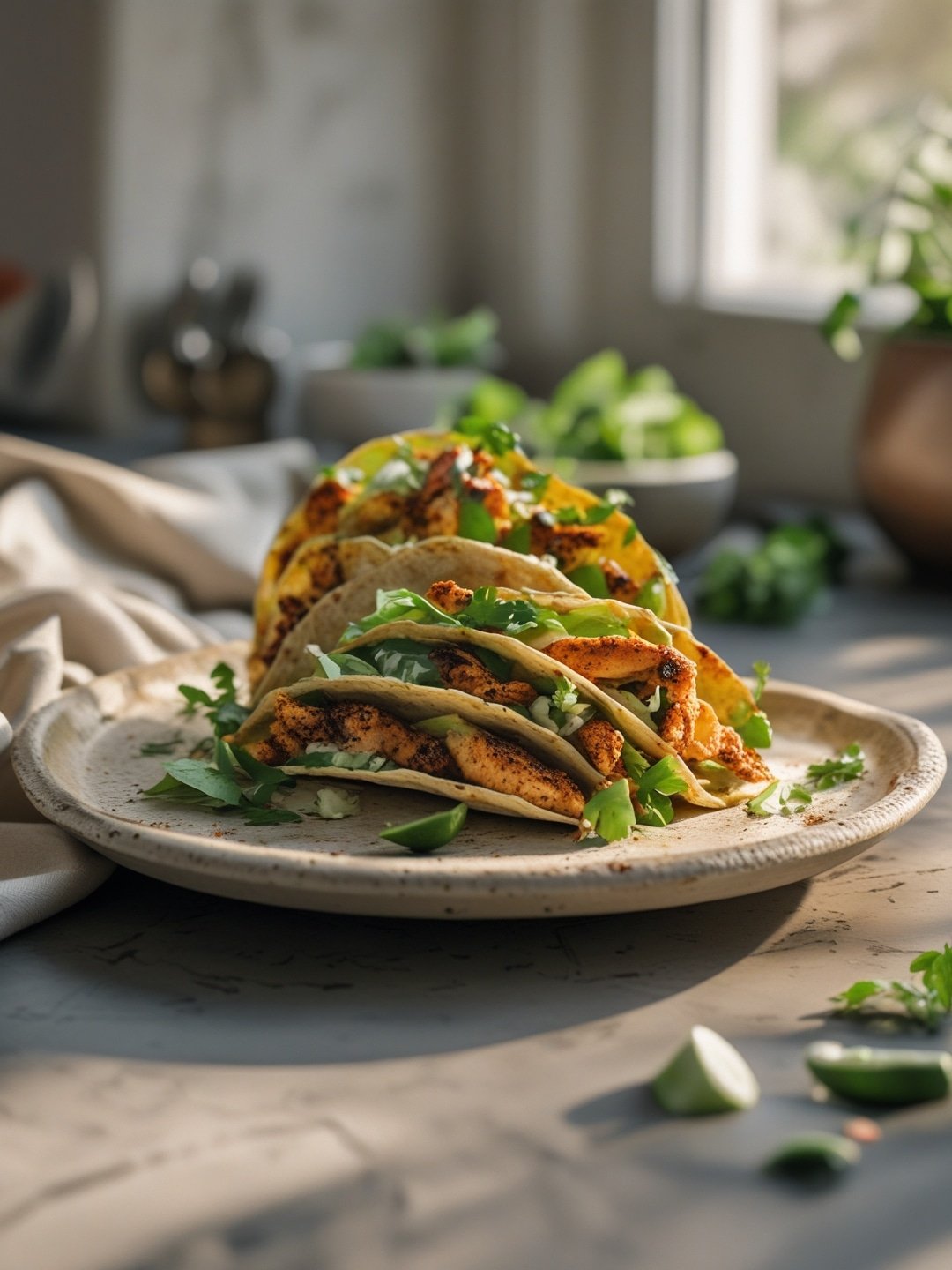 Spicy Grilled Chicken Tacos with Cilantro Lime Slaw