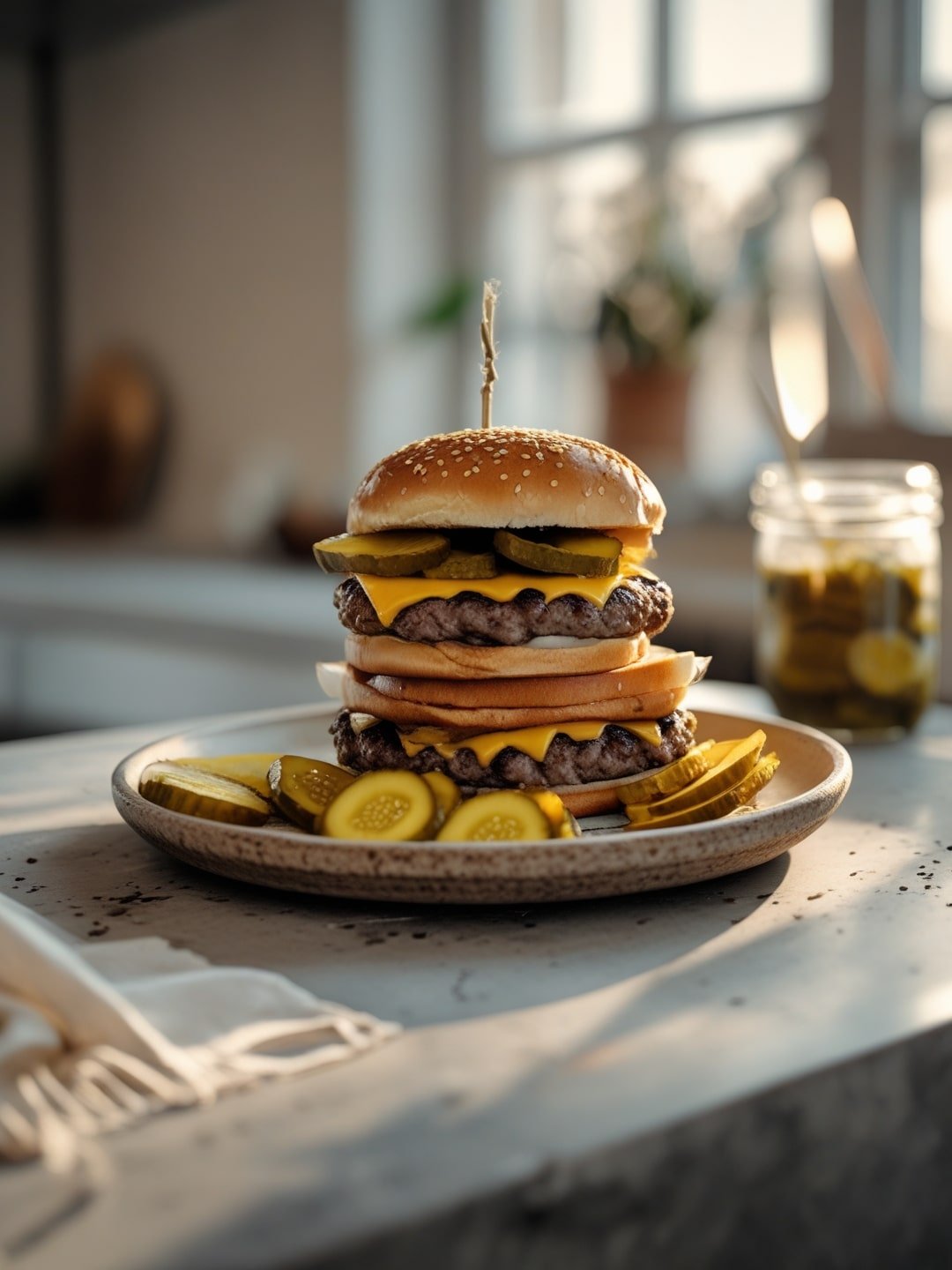 Classic Cheeseburger with Homemade Pickles