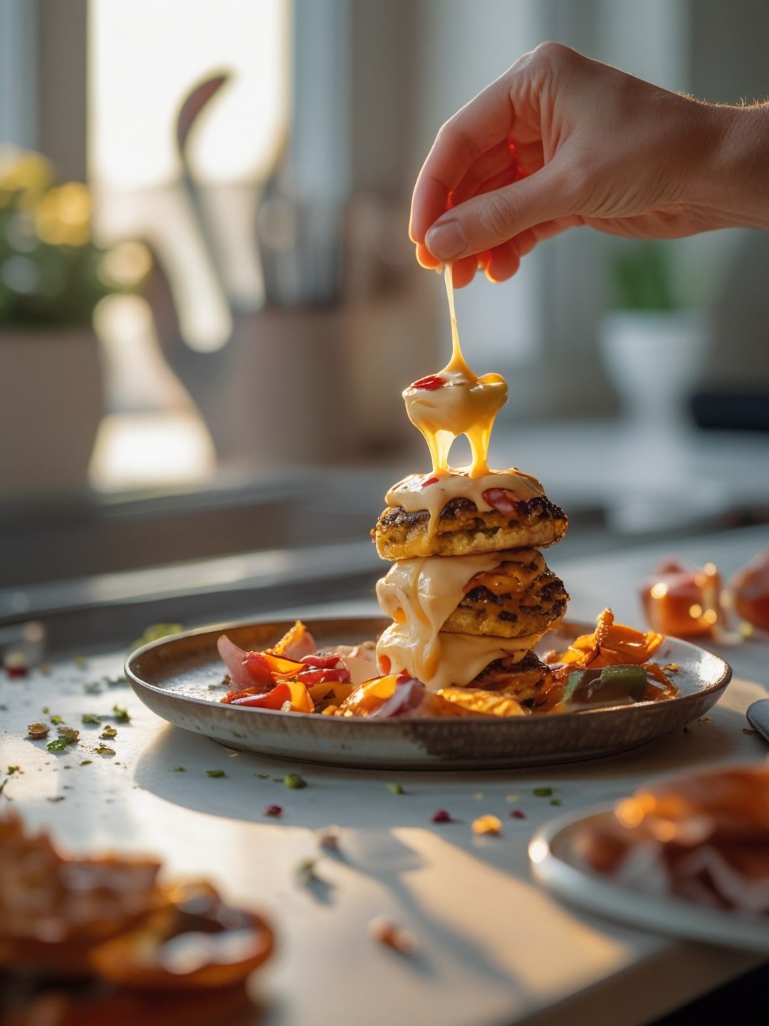 Cheeseburger Fondue with Dippable Toppings