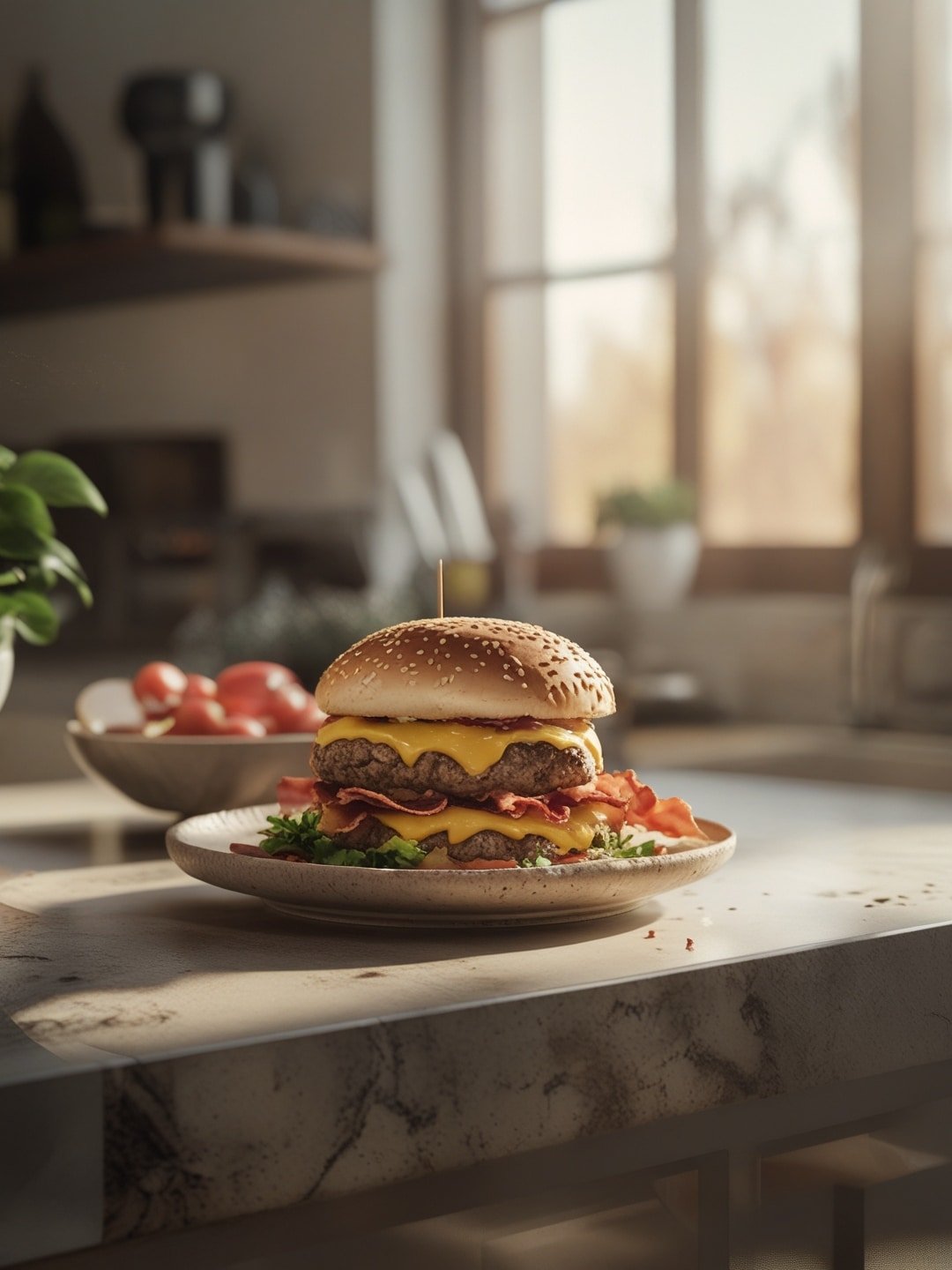 Stuffed Cheeseburger with Cheese and Bacon Surprise