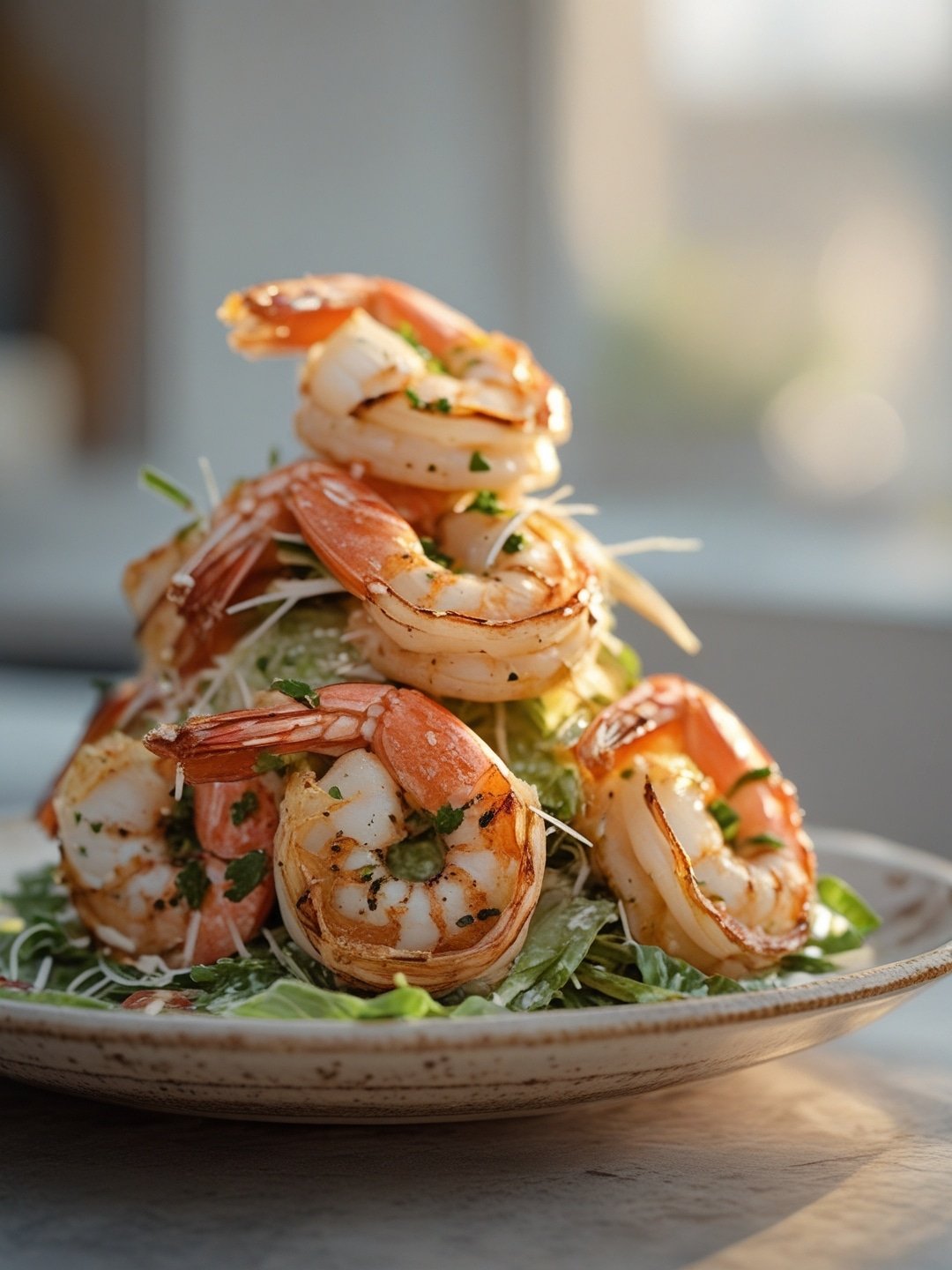 Grilled Shrimp Caesar Salad with Parmesan Crisp