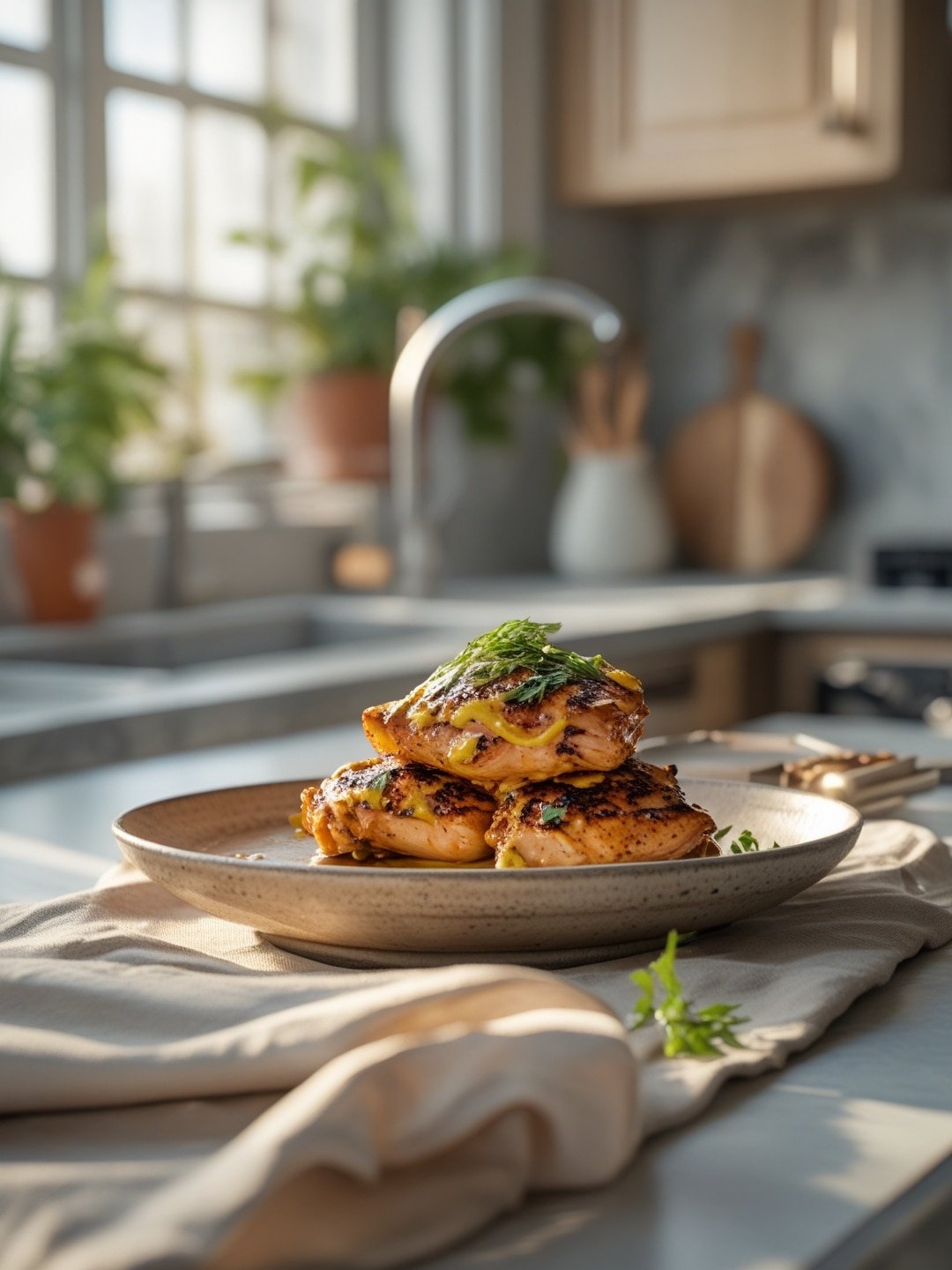 Grilled Honey Mustard Chicken Thighs