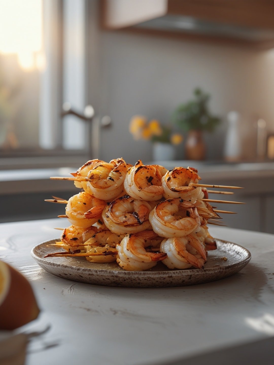 Lemon Garlic Grilled Shrimp Skewers