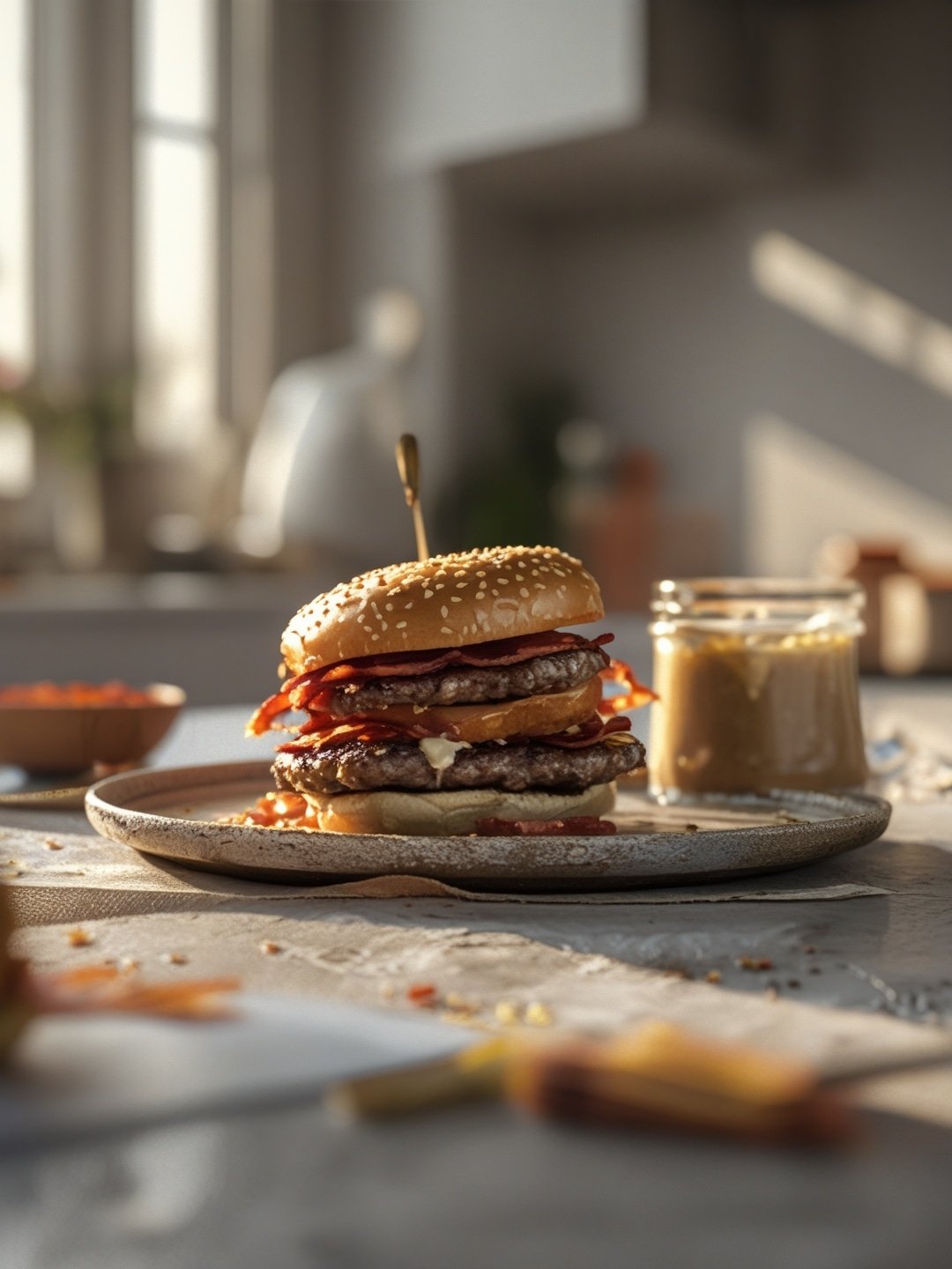 Maple Bacon Cheeseburgers with Maple Aioli