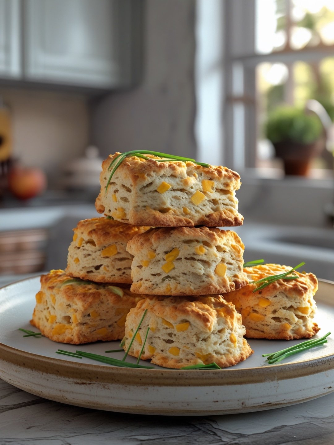 Apple and Cheddar Scones with Chives