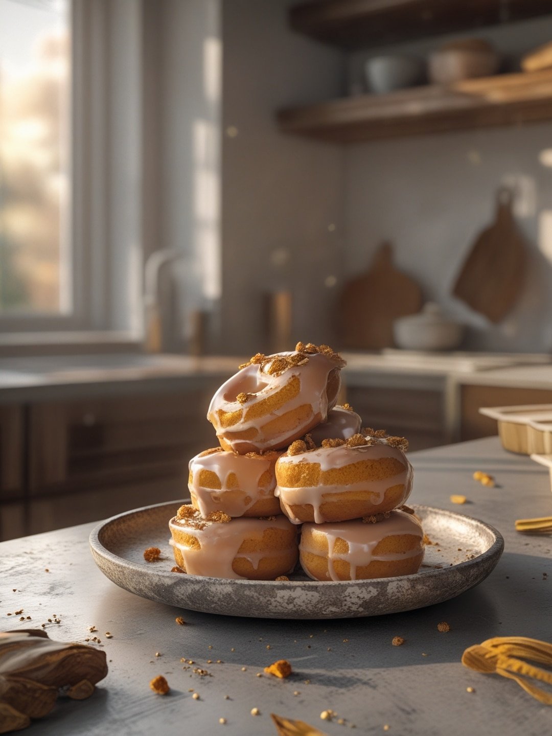 Ginger Pumpkin Doughnuts with Apple Cider Glaze