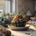 Vegetable and Wild Rice Stuffed Acorn Squash