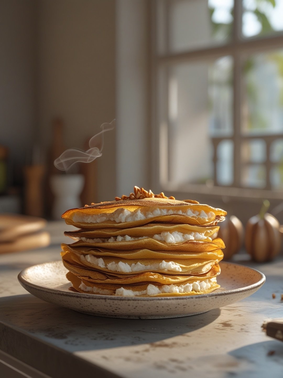 Savory Pumpkin and Ricotta Crepes